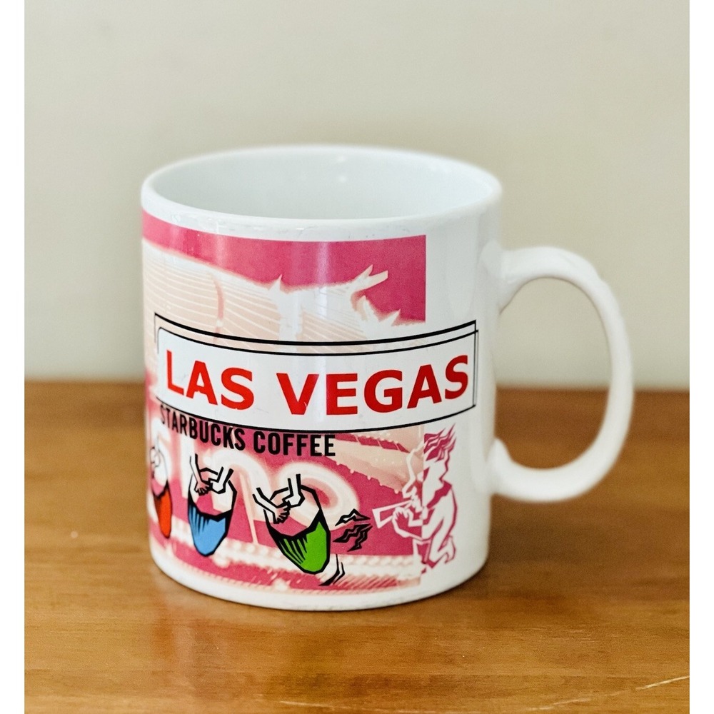 Vintage Starbucks Las‎ Vegas Coffee Mug City Mug The Strip - Pink Lady Luck 1999